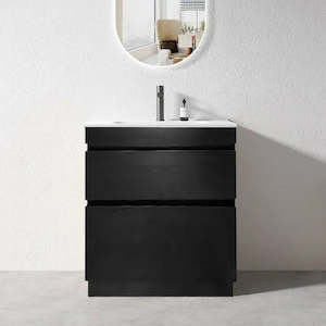 VALENTINA SLIM FLOOR STANDING VANITY | DARK OAK | 900MM | PLYWOOD WITH CERAMIC TOP