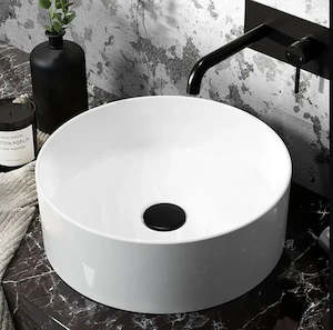 Basins: ROUND GLOSS WHITE CERAMIC ART BASIN