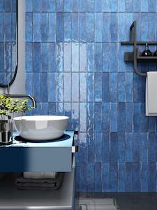 Subway Tiles: NAVY BLUE CERAMIC SUBWAY TILES 75X300MM