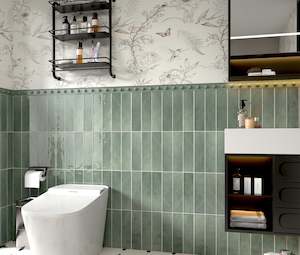 Subway Tiles: OLIVE GREEN SUBWAY CERAMIC GLOSS FINISH TILES 75X300MM - $59/SQM