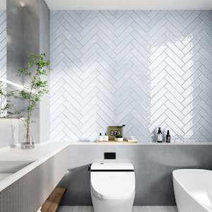 Subway Tiles: PEARL WHITE CERAMIC SUBWAY TILES 75X300MM