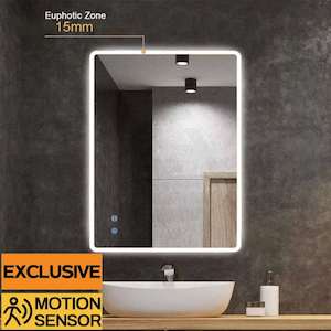 750X600MM RECTANGULAR LED MIRROR WITH MOTION SENSOR | DEMISTER | 3 COLOURS LIGHT