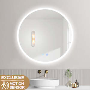 600MM ROUND LED MIRROR WITH MOTION SENSOR | DEMISTER | 3 COLOUR LIGHTS | 20MM RIM