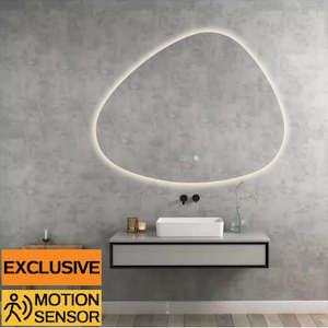Mirrors And Mirror Cabinets: 860x740x910MM ASYMMETRICAL LED BATHROOM MIRROR - BACKLIT VANITY MIRROR WITH MOTION SENSOR