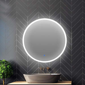 Led Mirrors: 700MM HILTON ROUND LED MIRROR DN| DEMISTER | 3 COLOUR LIGHTS | 15MM EUPHOTIC RIM