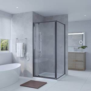 Showers: 1000X1000MM SQUARE SHOWER GLASS ONLY - MATTE BLACK