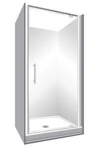 Shower Enclosure Kit: 900x750x900MM ALCOVE 3 SIDED SHOWER ENCLOSURE WITH SWING DOOR - CHROME