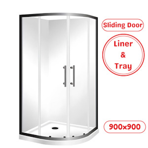 Shower Enclosure Kit: 900X900MM ROUND SHOWER ENCLOSURE KIT - BLACK