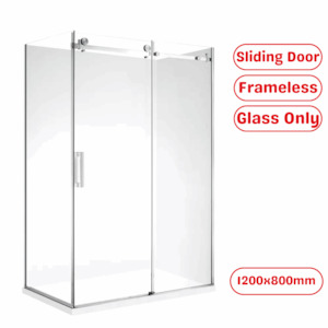 1200X800MM FRAMELESS SHOWER SLIDING DOOR AND RETURN PANEL- CHROME