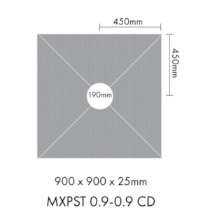MARMOX READY TO TILE - OVER SHOWER BASE 900X900MM - CENTRE DRAIN