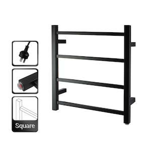 4 BAR SQUARE HEATED TOWEL RAIL 520H*500W*120D- MATTE BLACK