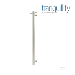 TRANQUILLITY ROUND VERTICAL HEATED TOWEL BAR 1000MM | BRUSHED STAINLESS