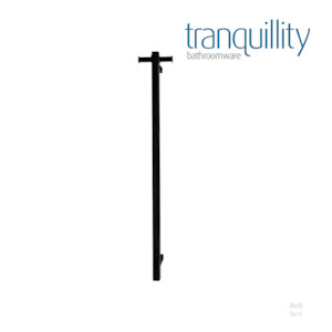 TRANQUILLITY SQUARE VERTICAL HEATED TOWEL BAR | 1000MM | MATT BLACK