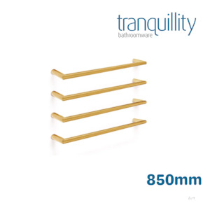 TRANQUILLITY ROUND SINGLE BAR HEATED TOWEL RAIL 850MM - BRUSHED BRASS