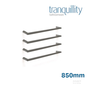 TRANQUILLITY ROUND SINGLE BAR HEATED TOWEL RAIL 850MM - BRUSHED GUNMETAL