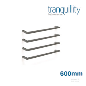 TRANQUILLITY ROUND SINGLE BAR HEATED TOWEL RAIL 600MM - BRUSHED GUNMETAL
