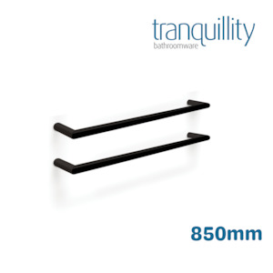 TRANQUILLITY ROUND SINGLE BAR HEATED TOWEL RAIL 850MM - MATTE BLACK