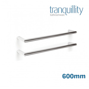TRANQUILLITY ROUND SINGLE BAR HEATED TOWEL RAIL 600MM - POLISHED STAINLESS