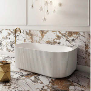 1500MM ZEPHYR FLUTTED FREESTANDING BACK TO WALL BATH - MATTE WHITE (ONLINE ONLY)