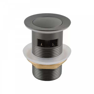 32MM SOLID BRASS BASIN POP UP WASTE WITH OVERFLOW - GUNMETAL GREY