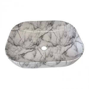 Basins: CALCUTTA WHITE MARBLE LOOK CERAMIC ART BASIN
