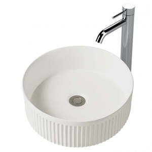 370MM FLUTED ROUND CERAMIC BASIN - GLOSS WHITE | COUNTERTOP BASIN NZ