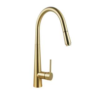 ROUND PULLOUT KITCHEN SINK MIXER - BRUSHED BRASS