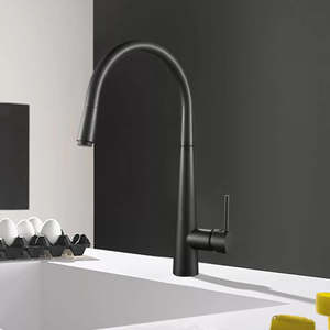 ROUND PULLOUT KITCHEN SINK MIXER - MATTE BLACK