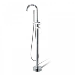 Freestanding Bath Fillers: ROUND FREESTANDING BATH FILLER WITH HANDHELD SHOWER - CHROME, MATT BLACK