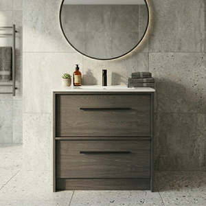 Vanities: EMBER FLOOR STANDING VANITY 750MM - CHARRED ASH | 2 DRAWERS WITH CERAMIC BASIN