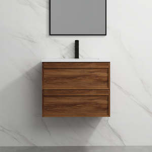 Vanities: ASPEN WALNUT WALL HUNG VANITY 600MM | 2 DRAWERS, PLYWOOD FLOATING VANITY NZ