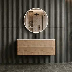 Vanities: 1200MM BROOKLYN CURVED WALL HUNG VANITY | HONEY OAK