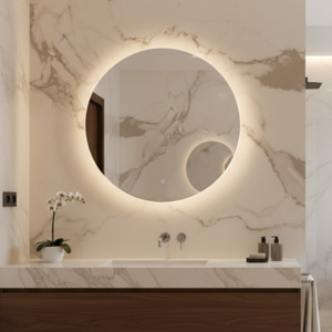 Products: 750MM BACK-LIT LED ROUND LED MIRROR| DEMISTER | 3 COLOUR LIGHTS