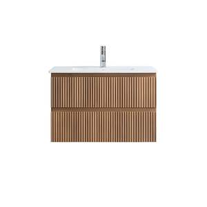 900MM FLUTED FRONT WALL HUNG VANITY - OAK