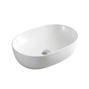 OVAL COUNTERTOP CERAMIC BASIN DN | GLOSS WHITE | 485*350*140*MM
