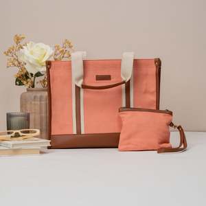 Hand Bags: Blush Canvas Office Tote Bag