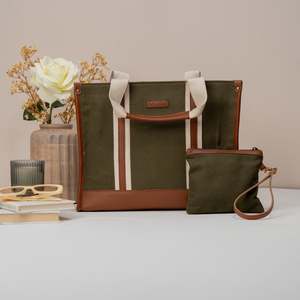 Sage Canvas Office Tote Bag