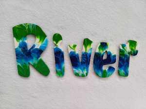Door name: River - small letters suitable for a door.
