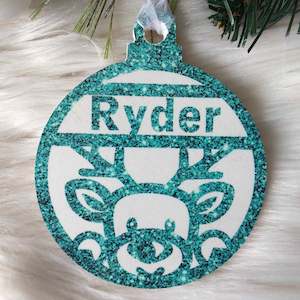 Christmas Decorations: Reindeer Christmas Decoration - Personalised in any name