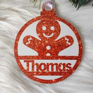 Christmas Decorations: Ginger Bread Christmas Decoration - Personalised in any name