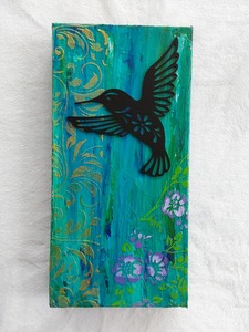 Miscellanous In Stock Items: Mixed Media Hummingbird Canvas