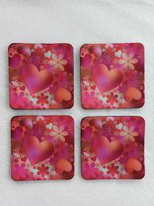 Coasters: Hearts and Flowers Rubber Coasters