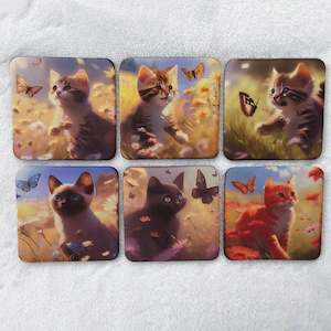 Coasters: Rubber Coasters - Kittens - Set of 6