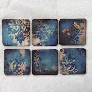 Coasters: Rubber Coasters - Shabby Blues - Set of 6
