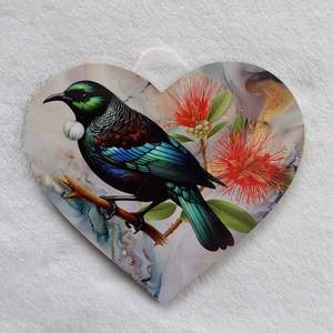 Kiwiana: Tui wall heart - Small