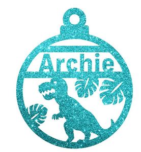 Christmas Decorations: Dinosaur Christmas Decoration - Personalised in any name