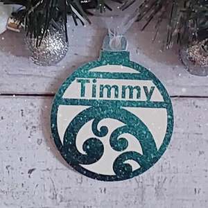 Christmas Decorations: Koru Branch Christmas Decoration - Personalised in any name
