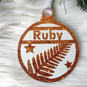 Christmas Decorations: Fern Christmas Decoration - Personalised in any name