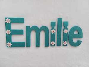 8 Names Suitable For Doors: Emilie - small letters suitable for a door.