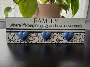 Wood Wall Art: Family - Where life begins and love never ends.
